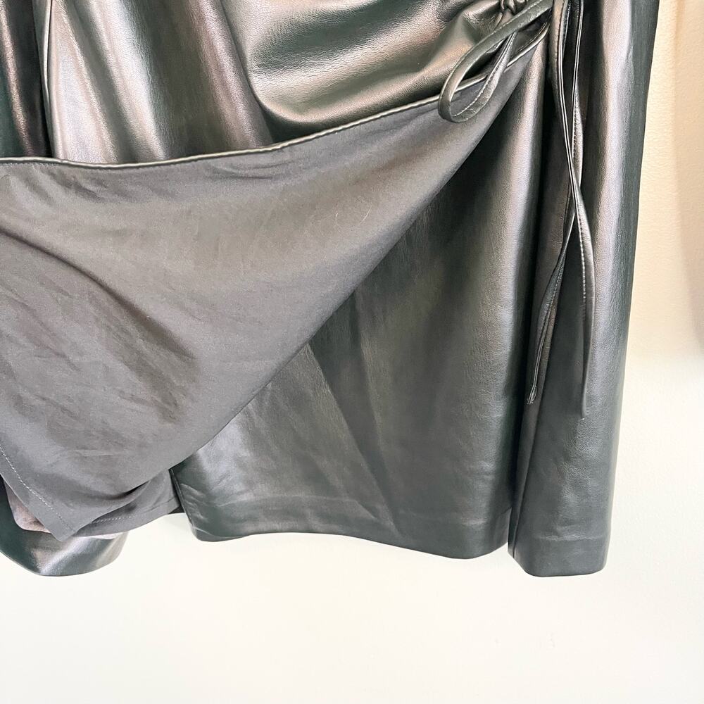 House of Harlow 1960 Wrap Dress XL Green Vegan Leather Party Club Cocktail Edgy - Picture 6 of 10